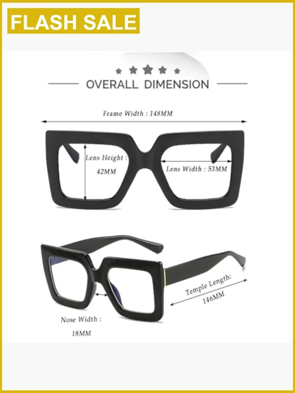 Oversized Square Blue Light Blocking Glasses Unisex